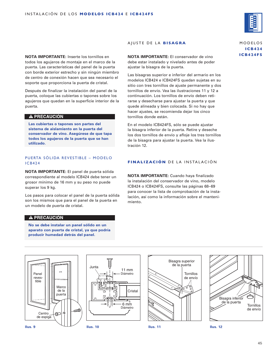 Sub-Zero ICB424 User Manual | Page 45 / 172