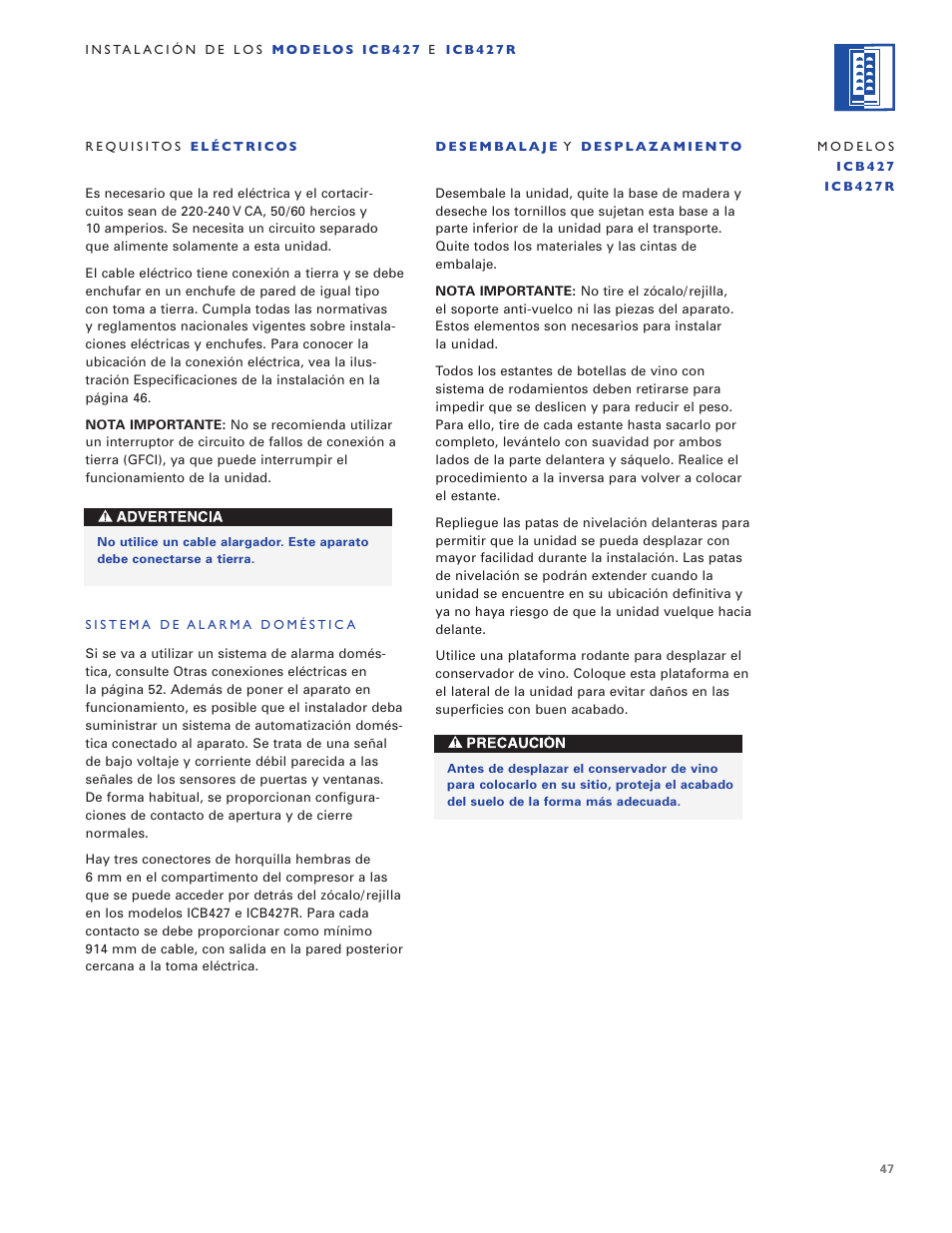 Sub-Zero ICB424 User Manual | Page 47 / 172