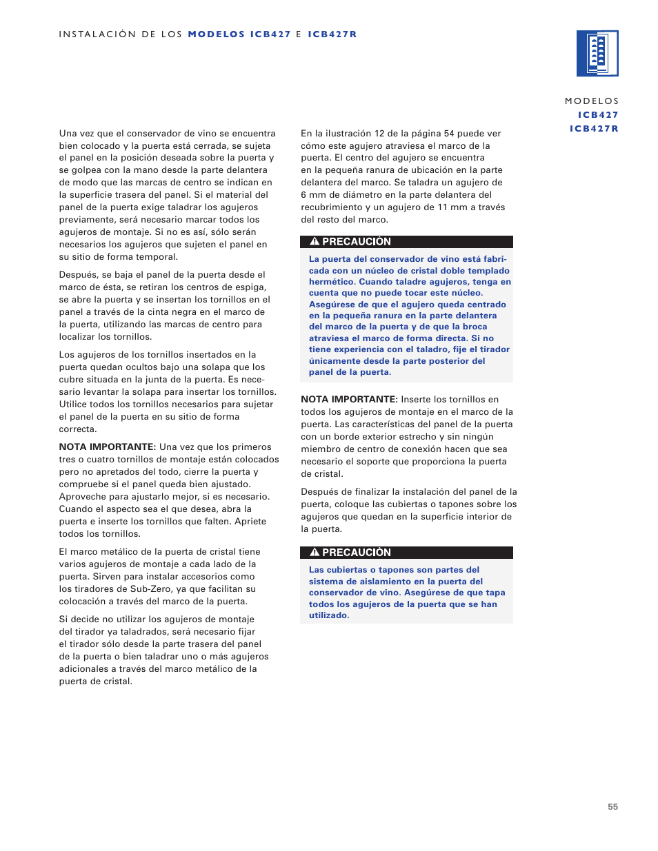 Sub-Zero ICB424 User Manual | Page 55 / 172