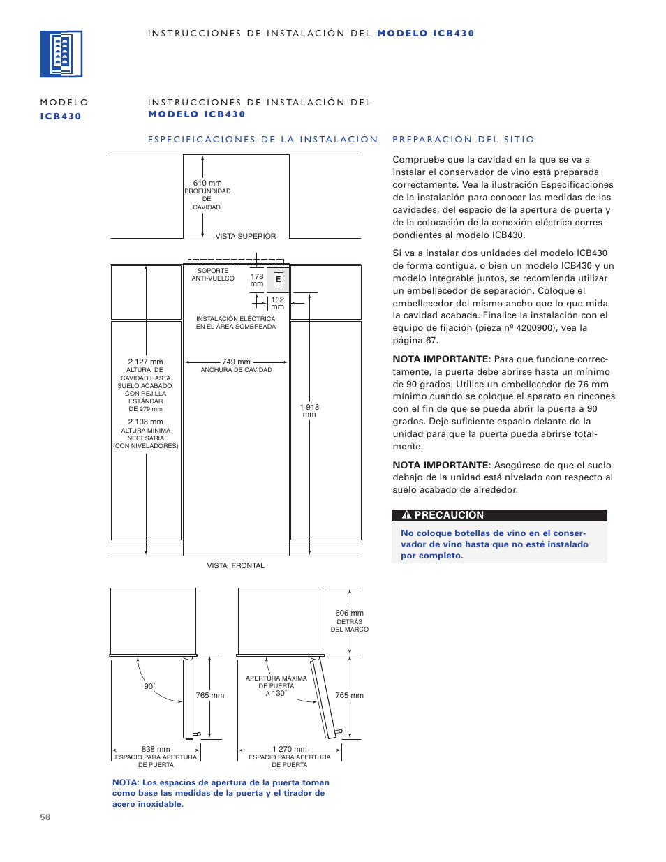 Sub-Zero ICB424 User Manual | Page 58 / 172