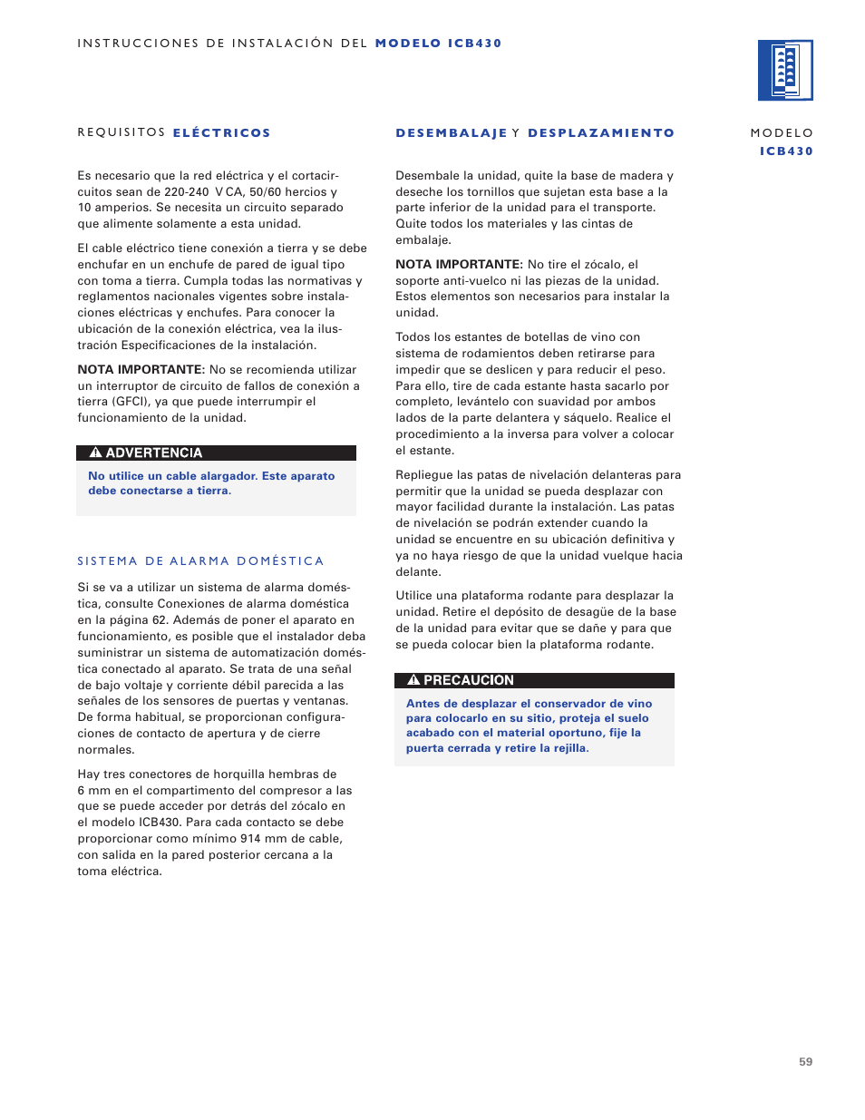 Sub-Zero ICB424 User Manual | Page 59 / 172