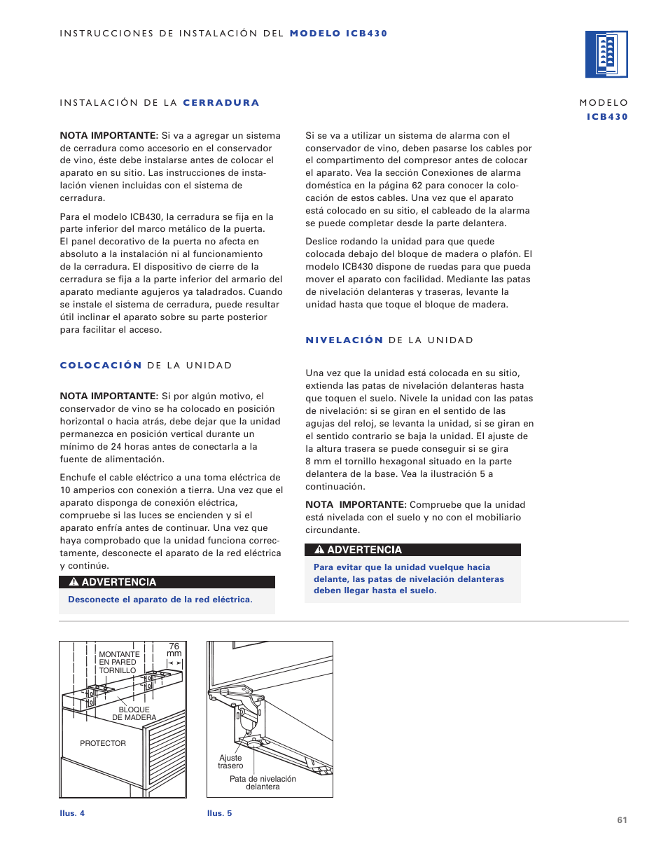 Sub-Zero ICB424 User Manual | Page 61 / 172