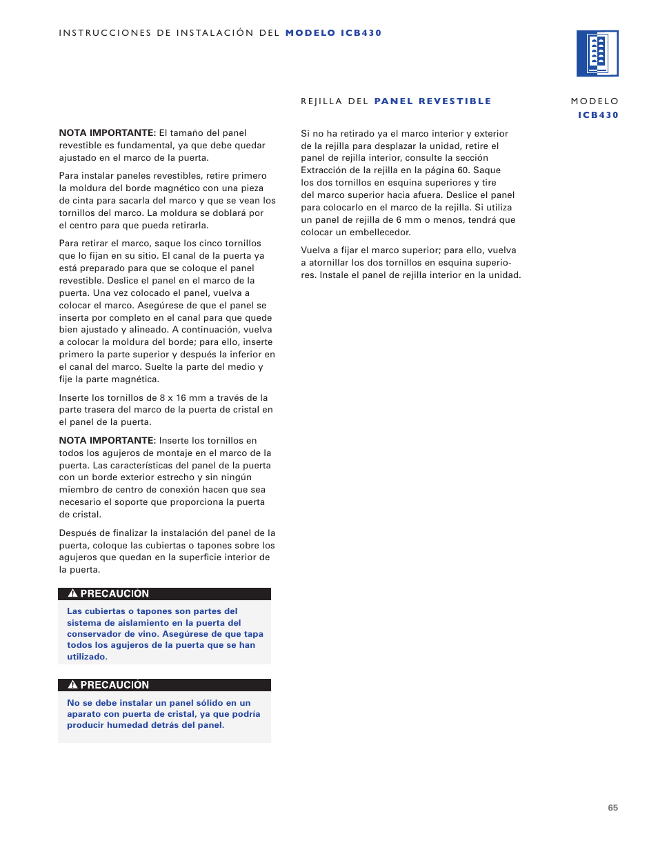 Sub-Zero ICB424 User Manual | Page 65 / 172