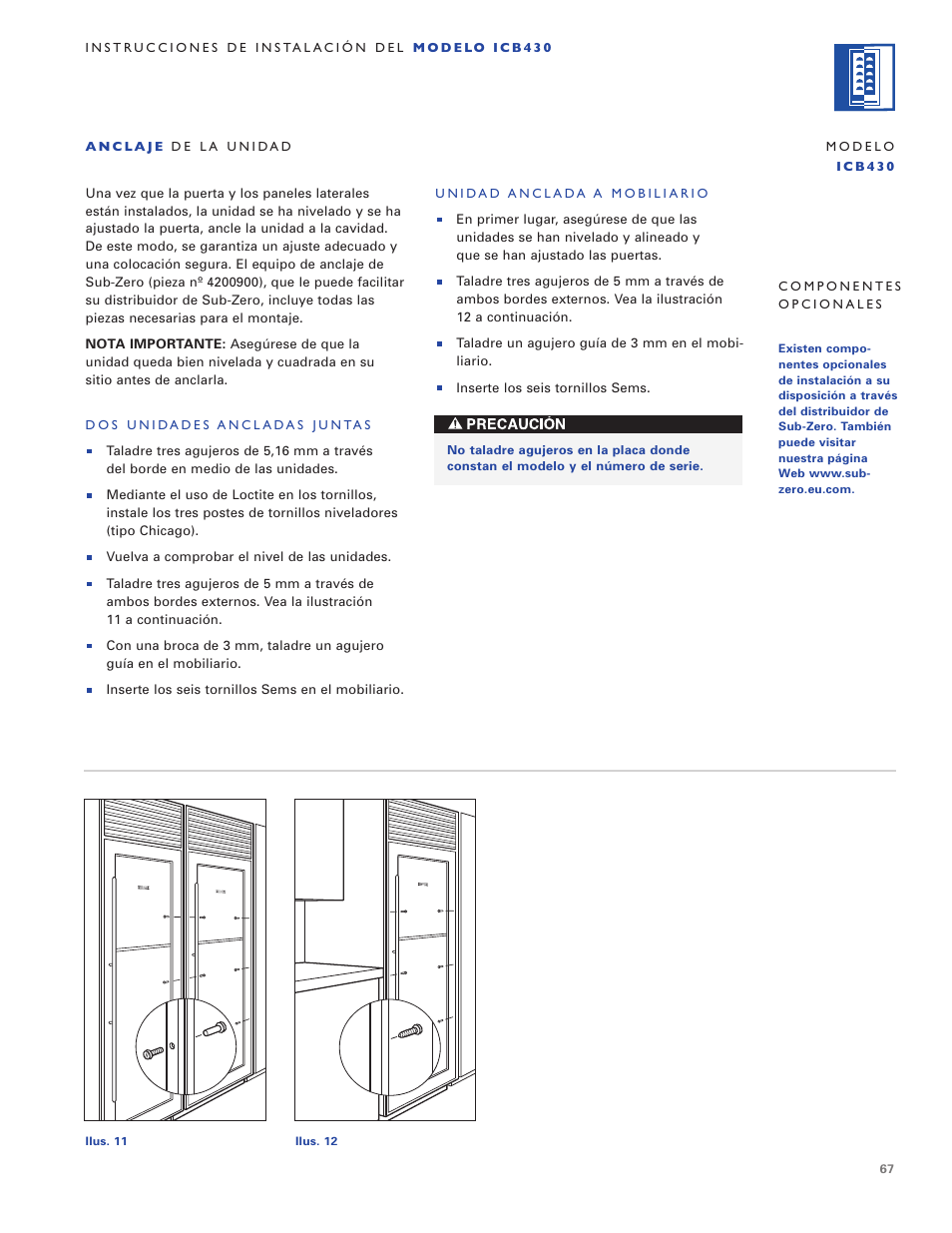 Sub-Zero ICB424 User Manual | Page 67 / 172