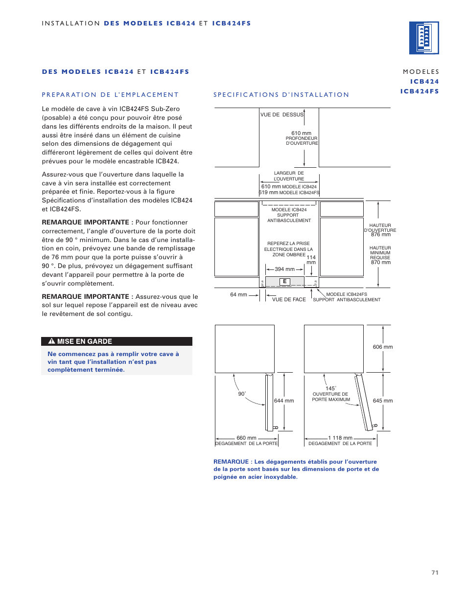Sub-Zero ICB424 User Manual | Page 71 / 172