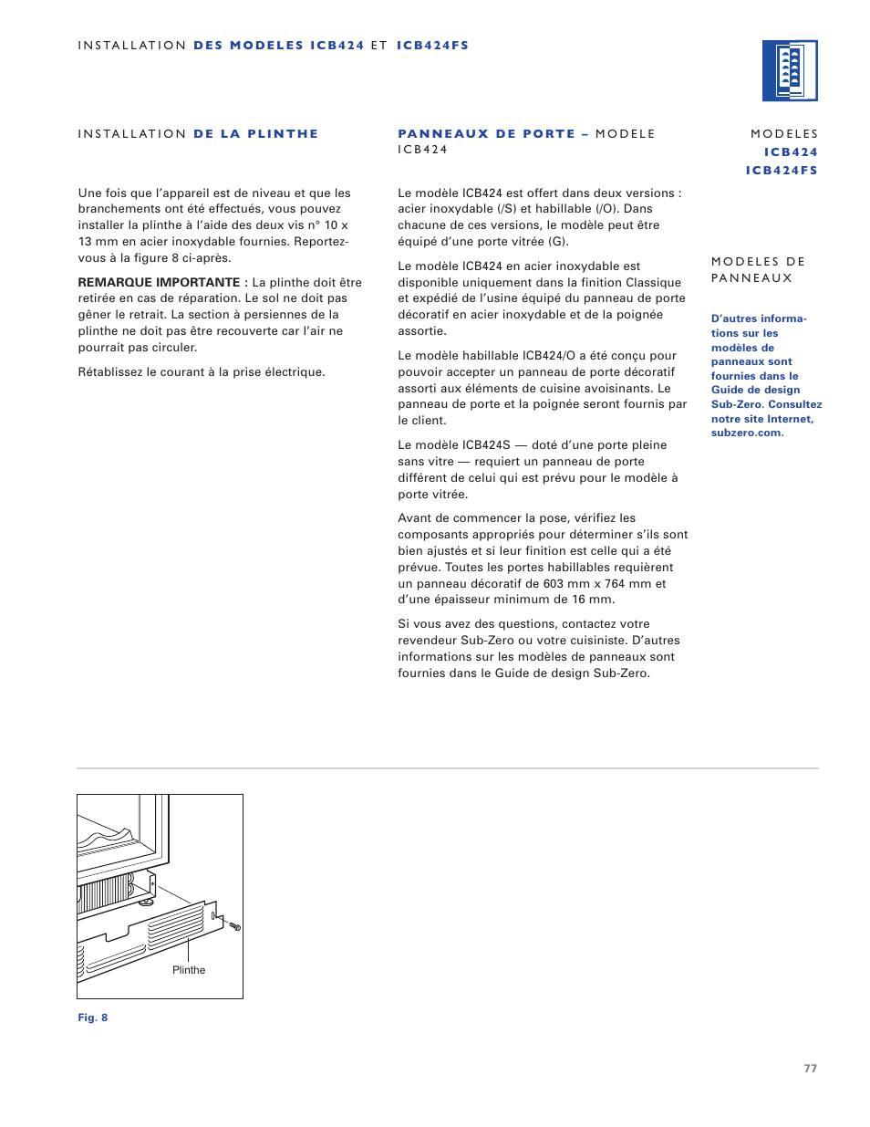 Sub-Zero ICB424 User Manual | Page 77 / 172