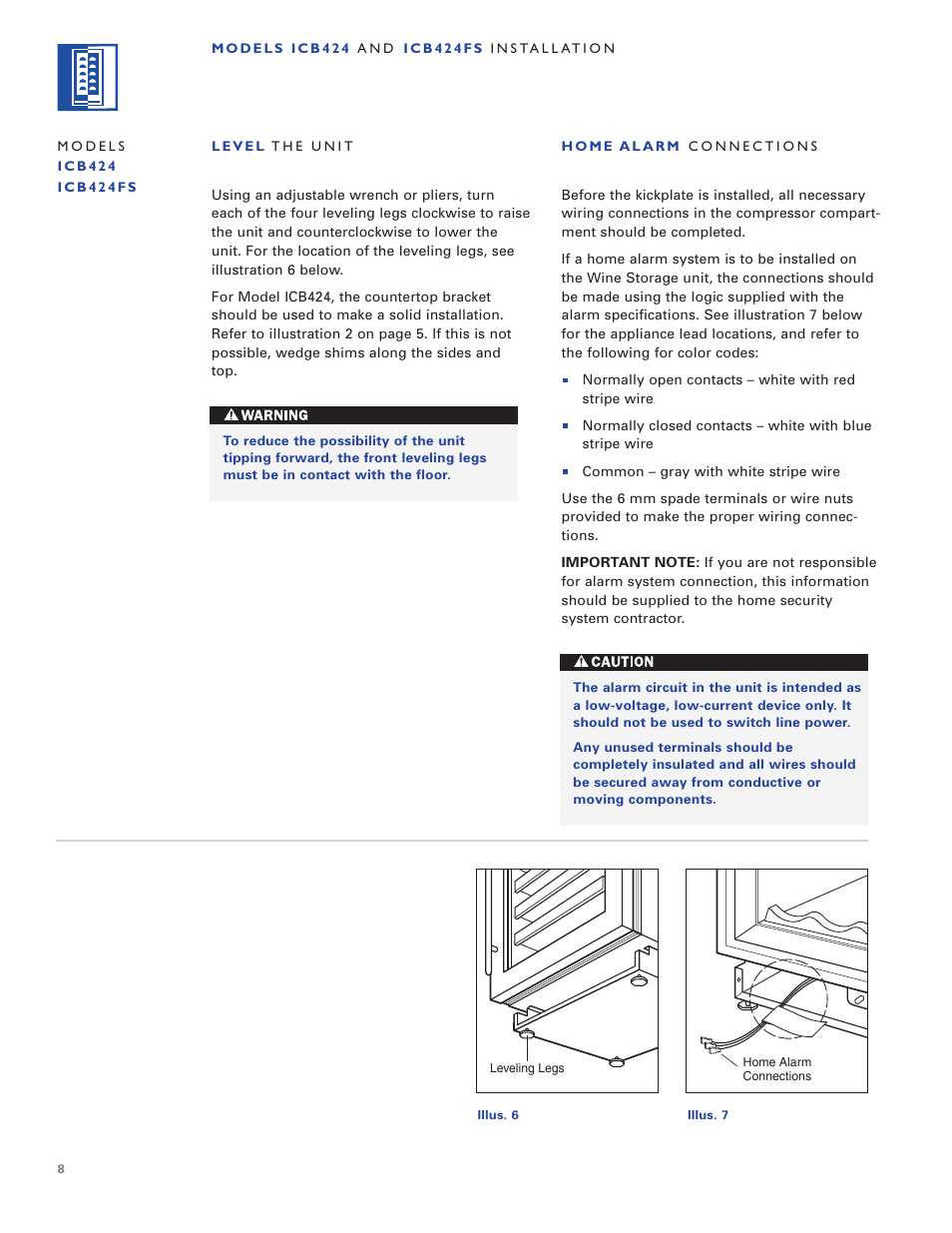 Sub-Zero ICB424 User Manual | Page 8 / 172