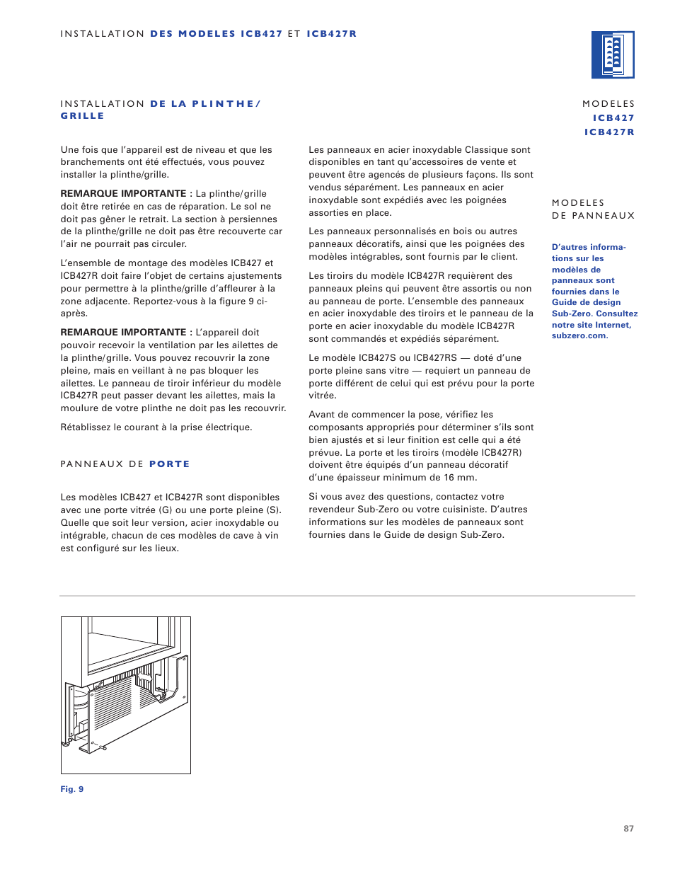 Sub-Zero ICB424 User Manual | Page 87 / 172