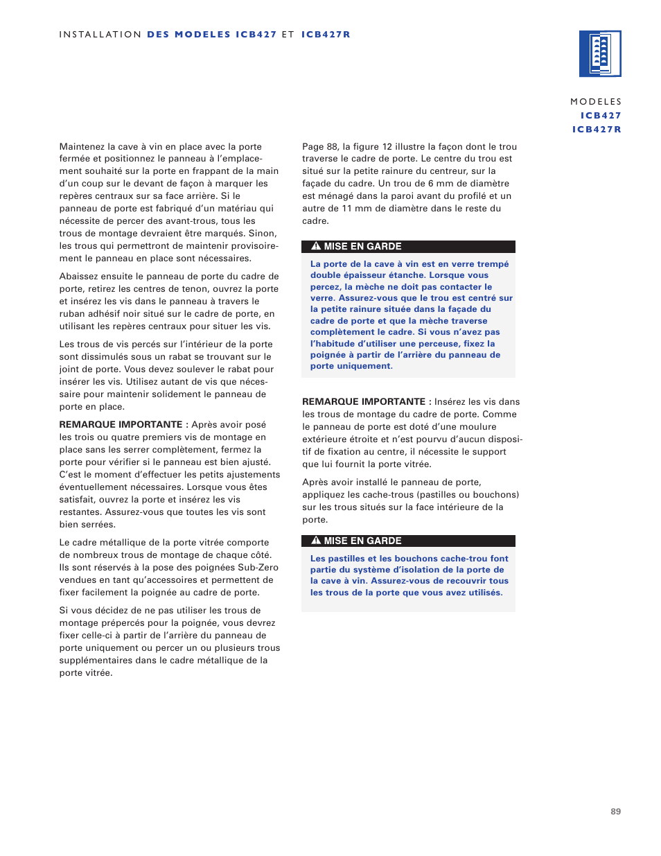 Sub-Zero ICB424 User Manual | Page 89 / 172