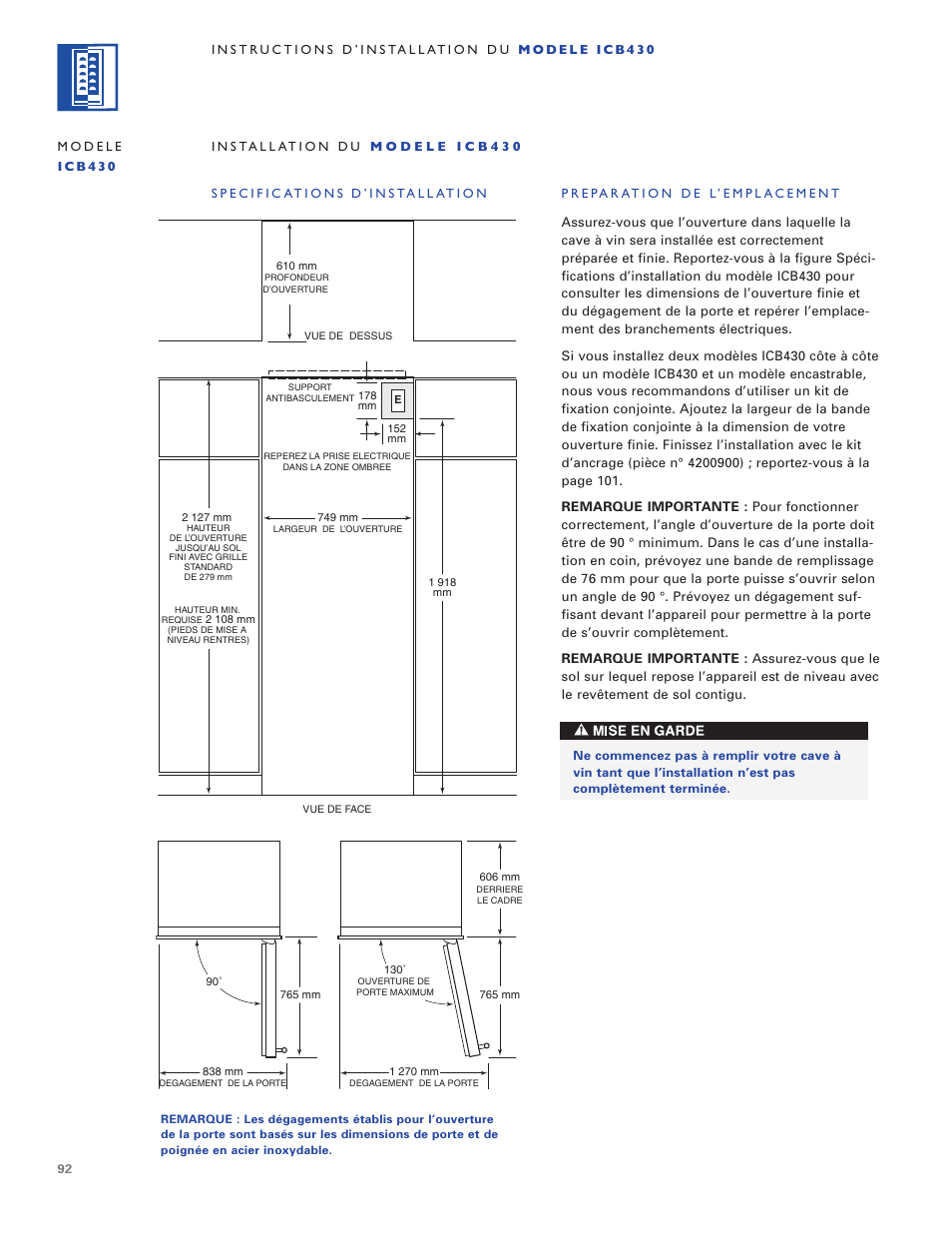 Sub-Zero ICB424 User Manual | Page 92 / 172