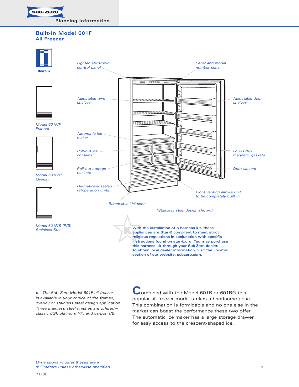 Sub-Zero 601F User Manual | 14 pages