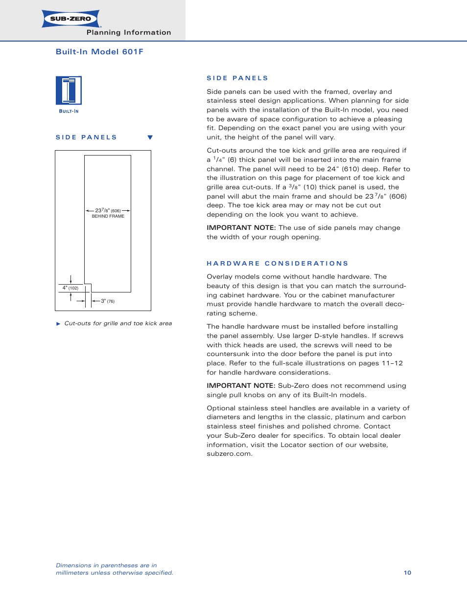 Sub-Zero 601F User Manual | Page 10 / 14