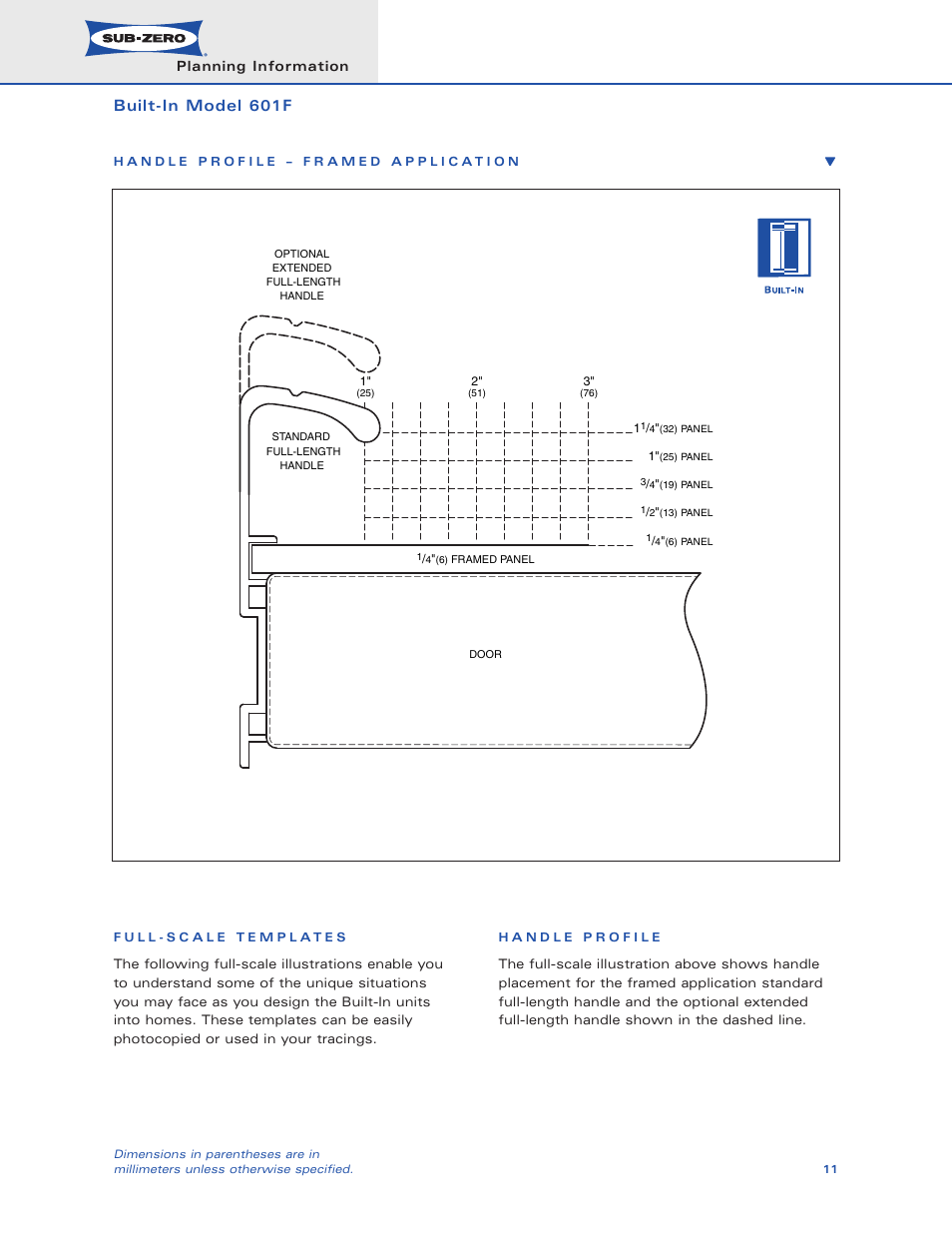 Built-in model 601f | Sub-Zero 601F User Manual | Page 11 / 14