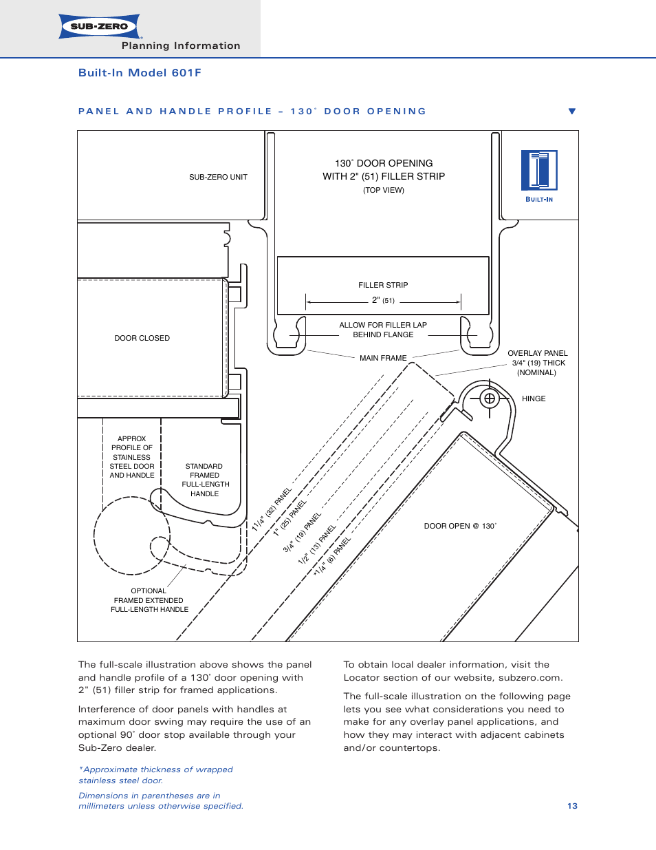 Built-in model 601f | Sub-Zero 601F User Manual | Page 13 / 14