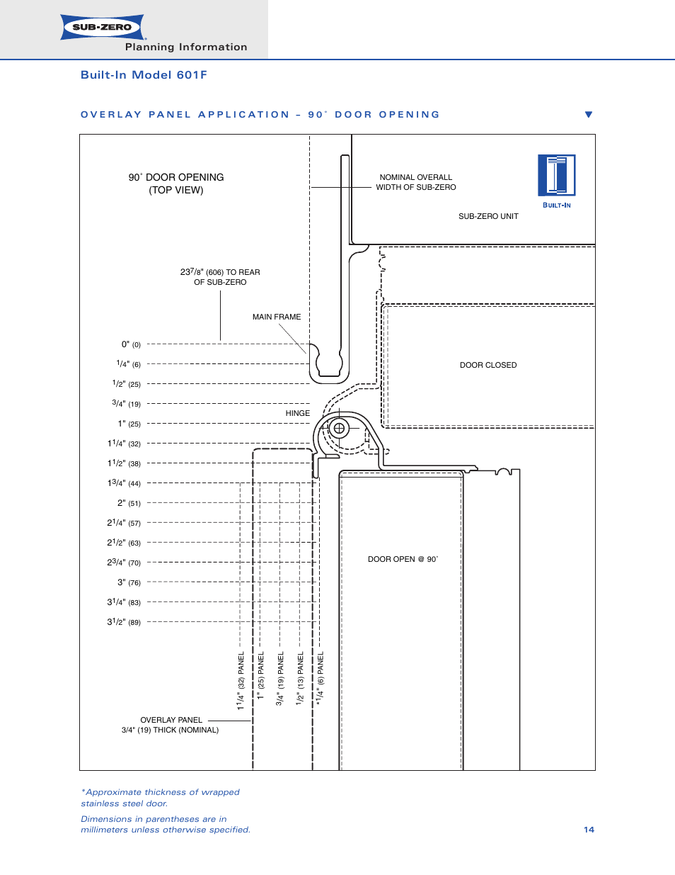 Built-in model 601f | Sub-Zero 601F User Manual | Page 14 / 14