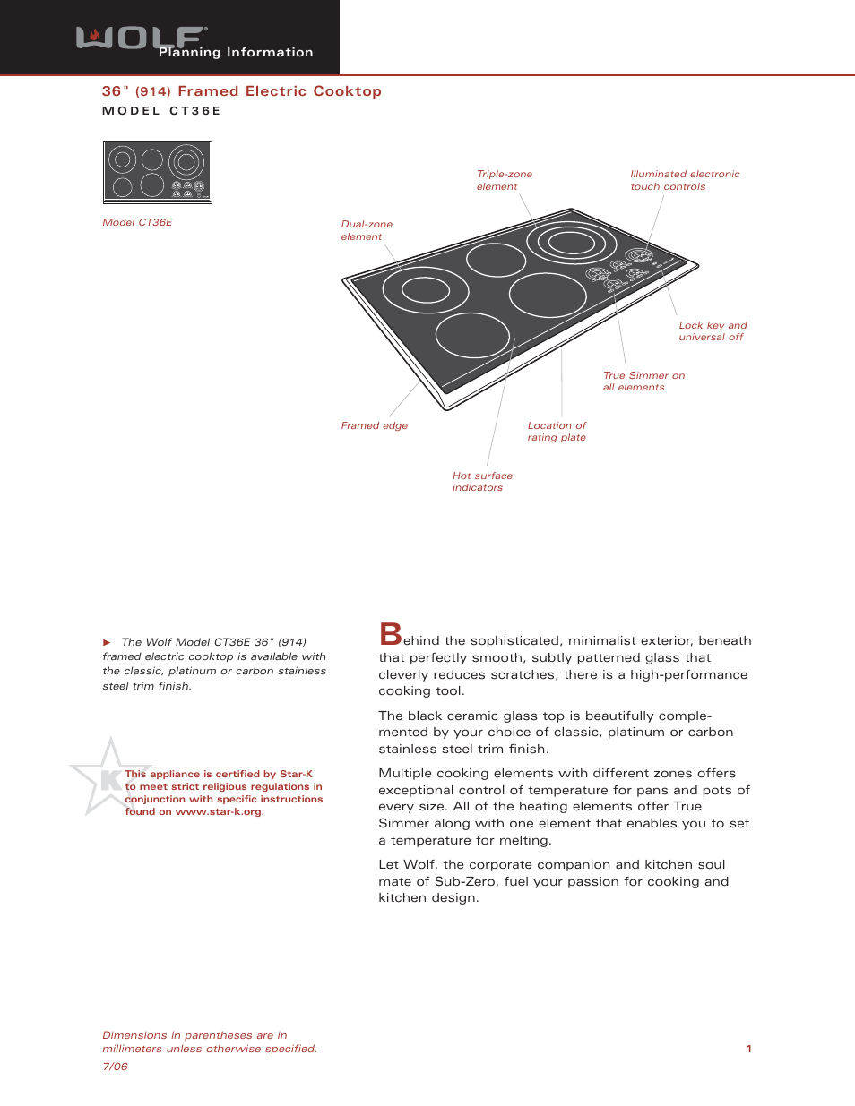 Sub-Zero CT36E User Manual | 7 pages