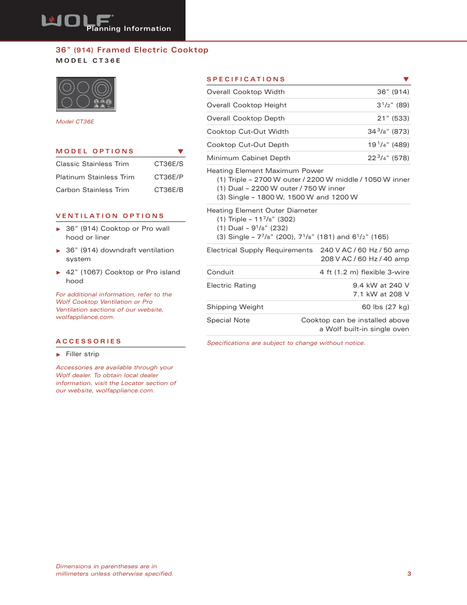 Sub-Zero CT36E User Manual | Page 3 / 7