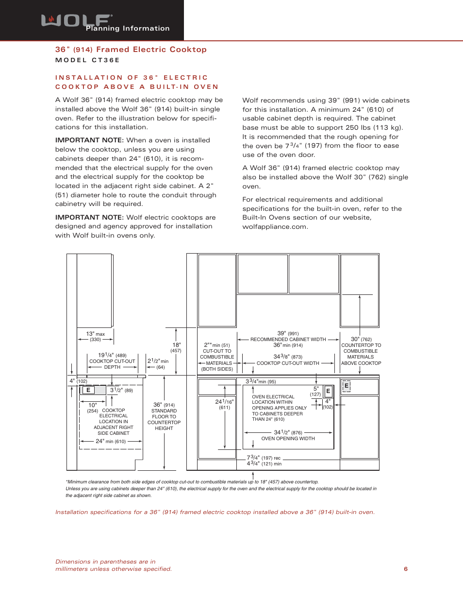 Framed electric cooktop | Sub-Zero CT36E User Manual | Page 6 / 7