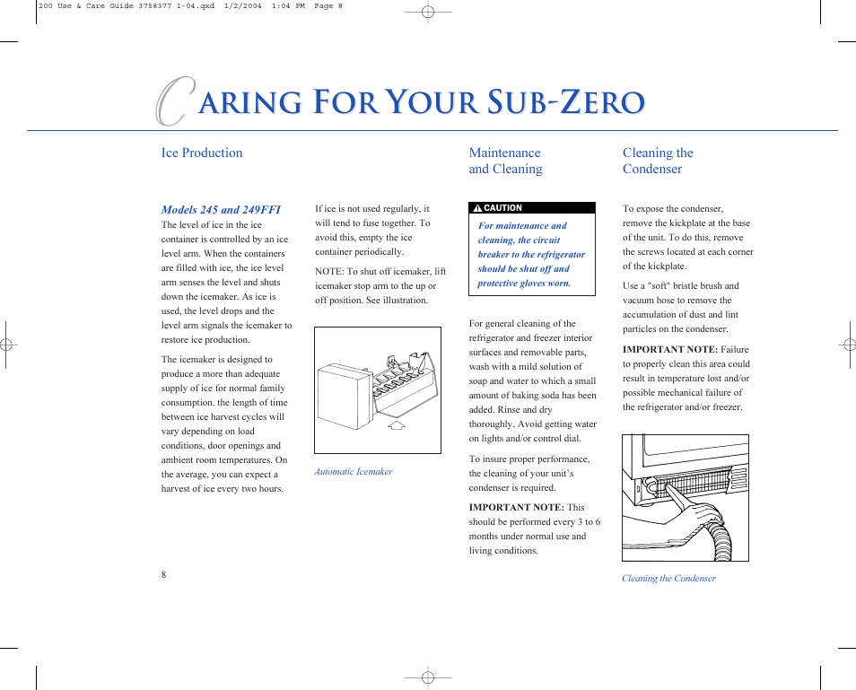 Aring | Sub-Zero 200 Series User Manual | Page 8 / 16