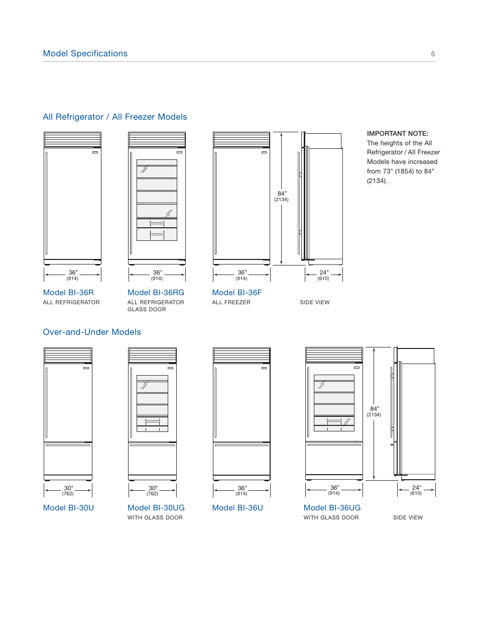 Model specifications | Sub-Zero 601RG User Manual | Page 6 / 44
