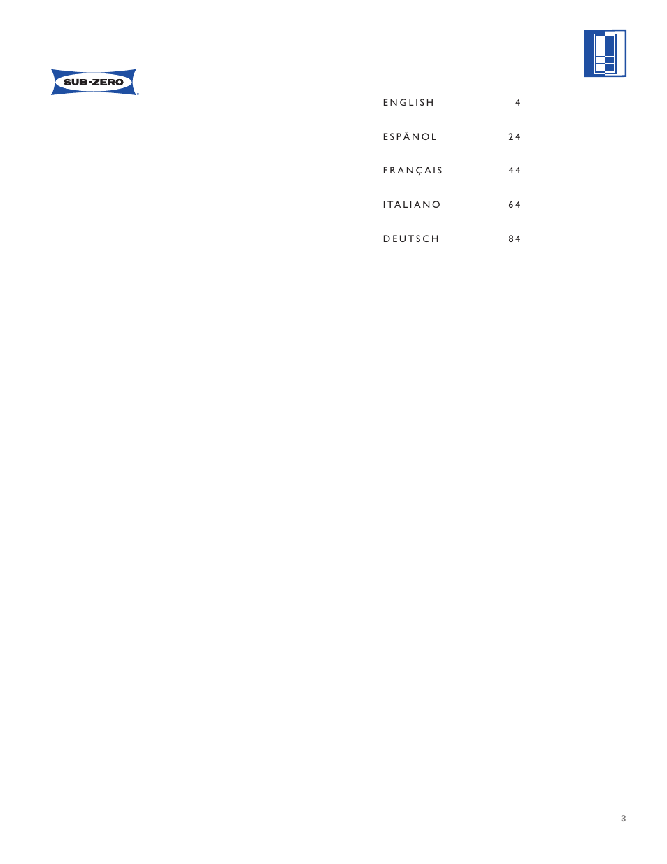 Sub-Zero ICB700TR User Manual | Page 3 / 104