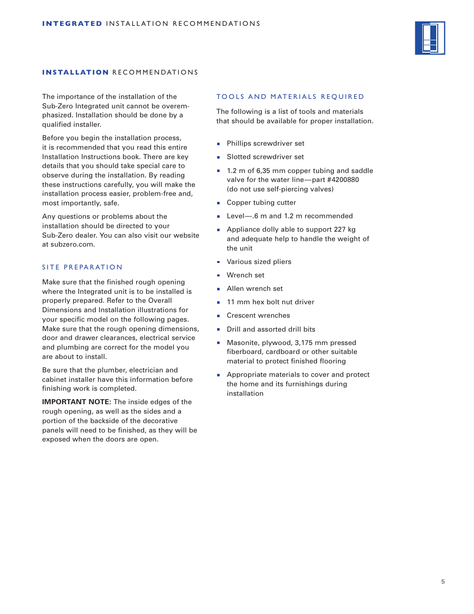 Sub-Zero ICB700TR User Manual | Page 5 / 104