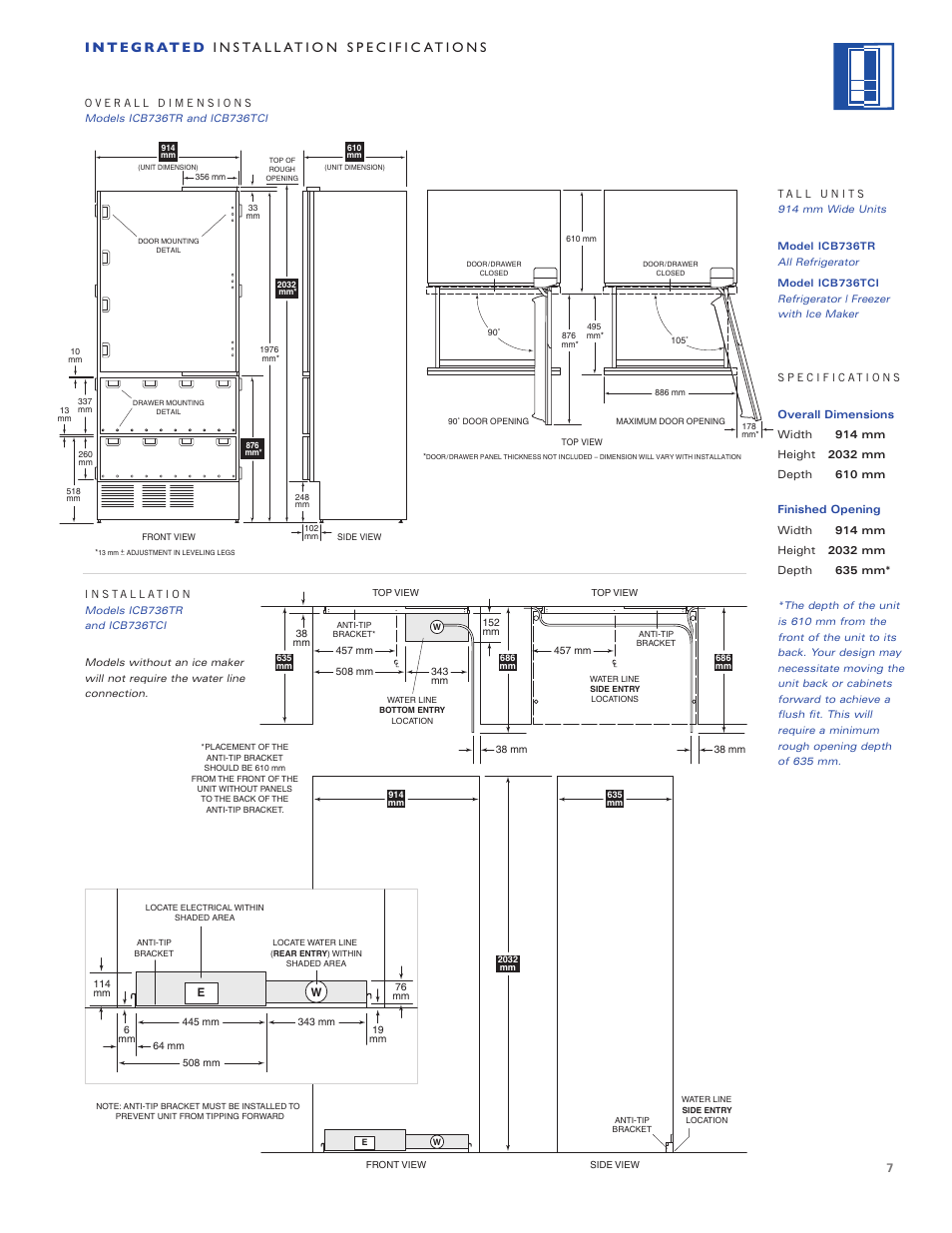 Sub-Zero ICB700TR User Manual | Page 7 / 104