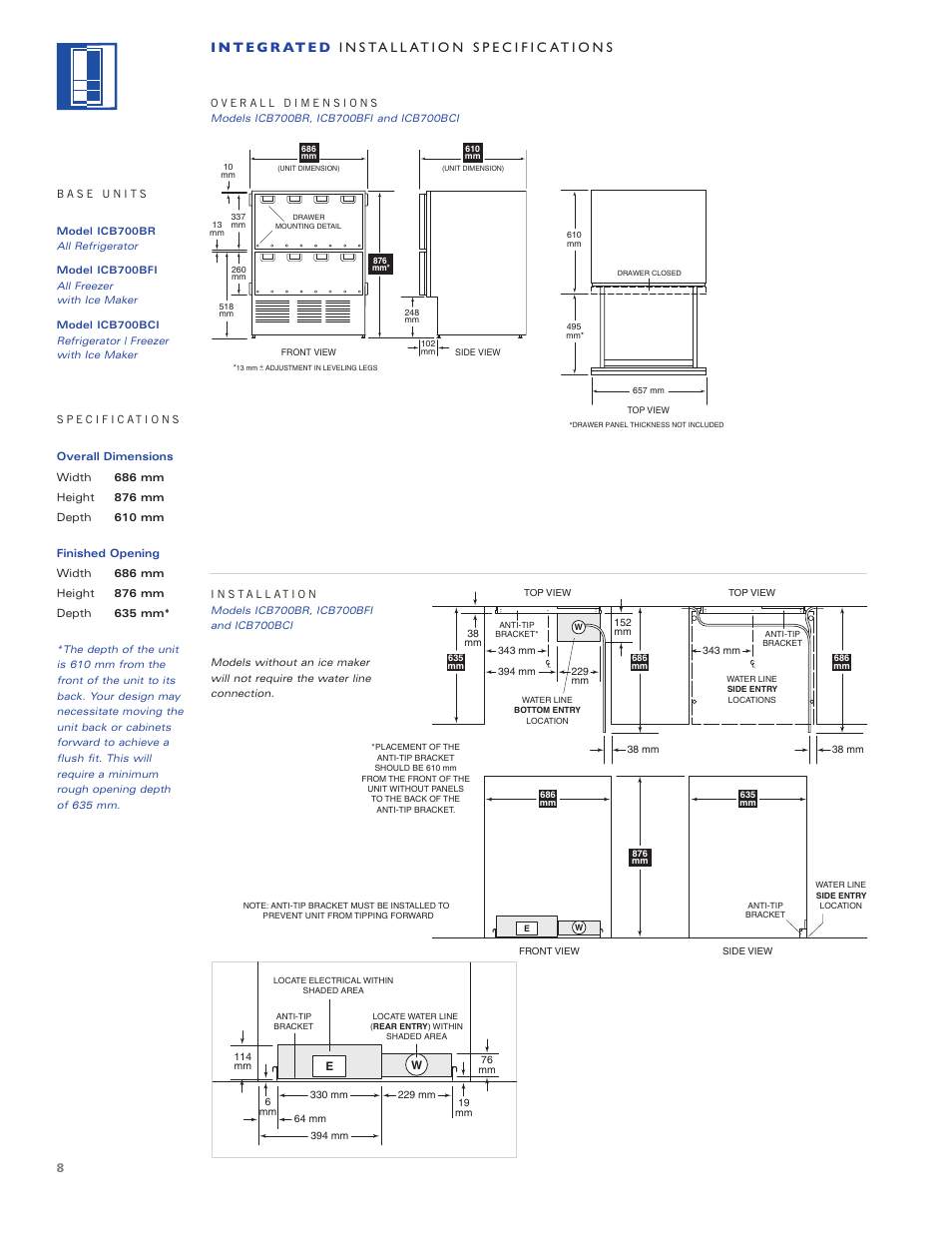 Sub-Zero ICB700TR User Manual | Page 8 / 104