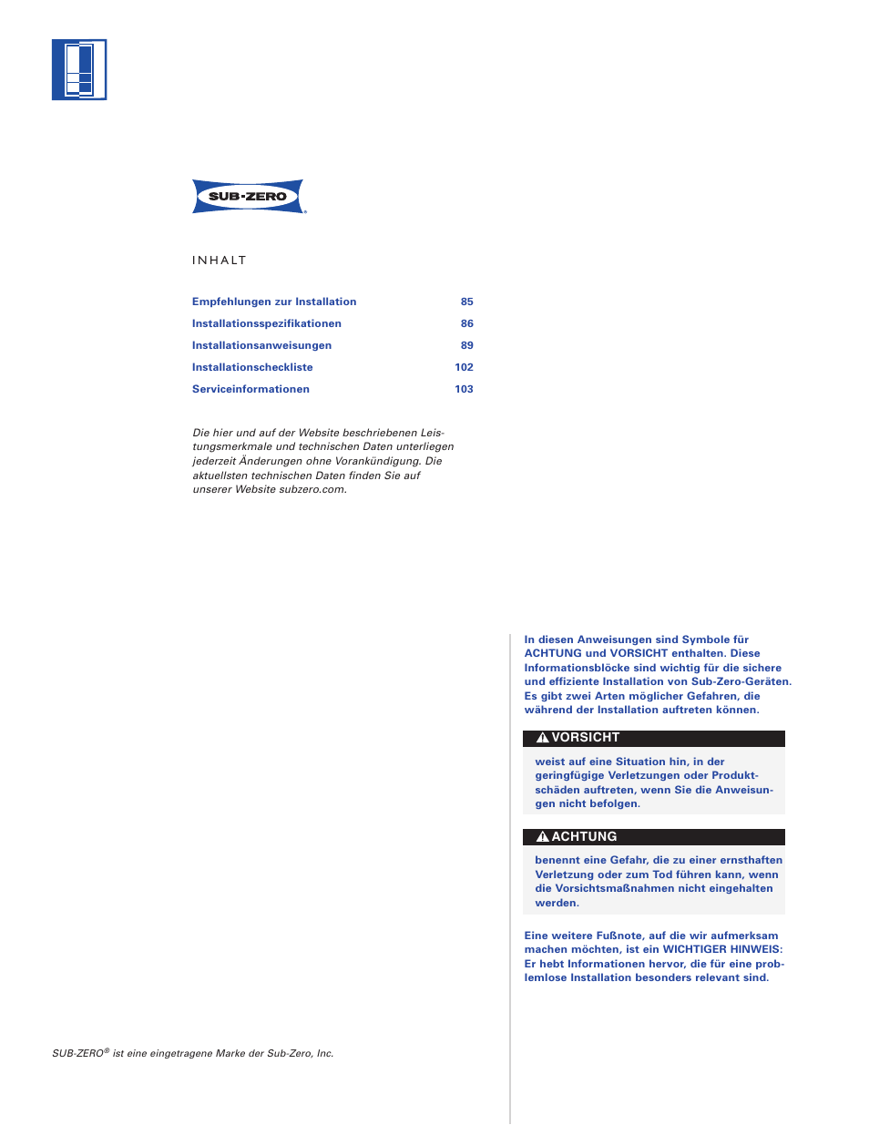 Sub-Zero ICB700TR User Manual | Page 84 / 104