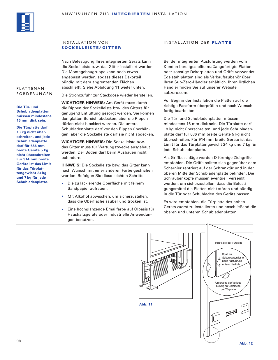 Sub-Zero ICB700TR User Manual | Page 98 / 104