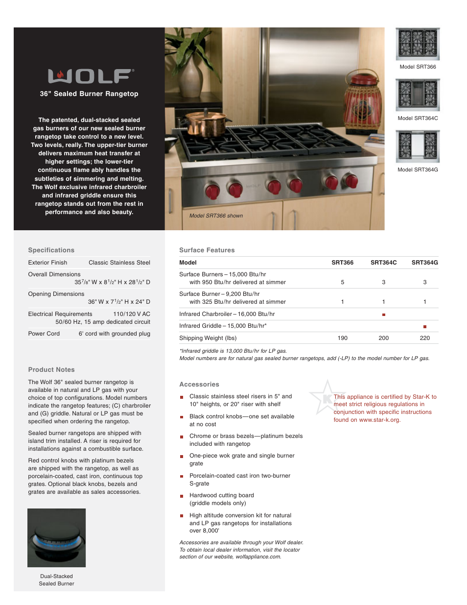Sub-Zero Model SRT364C User Manual | 1 page