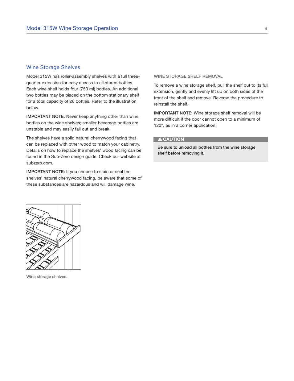 Sub-Zero 315W User Manual | Page 6 / 12