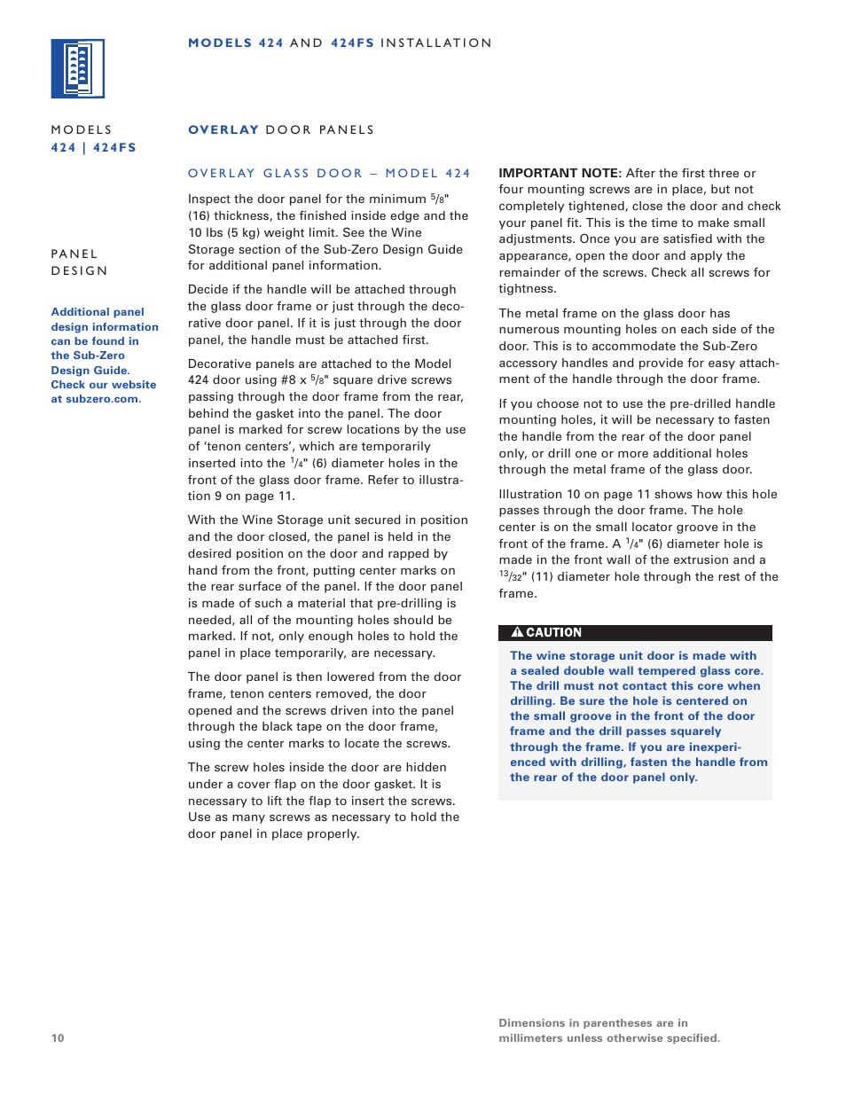 Sub-Zero 424/O User Manual | Page 10 / 36