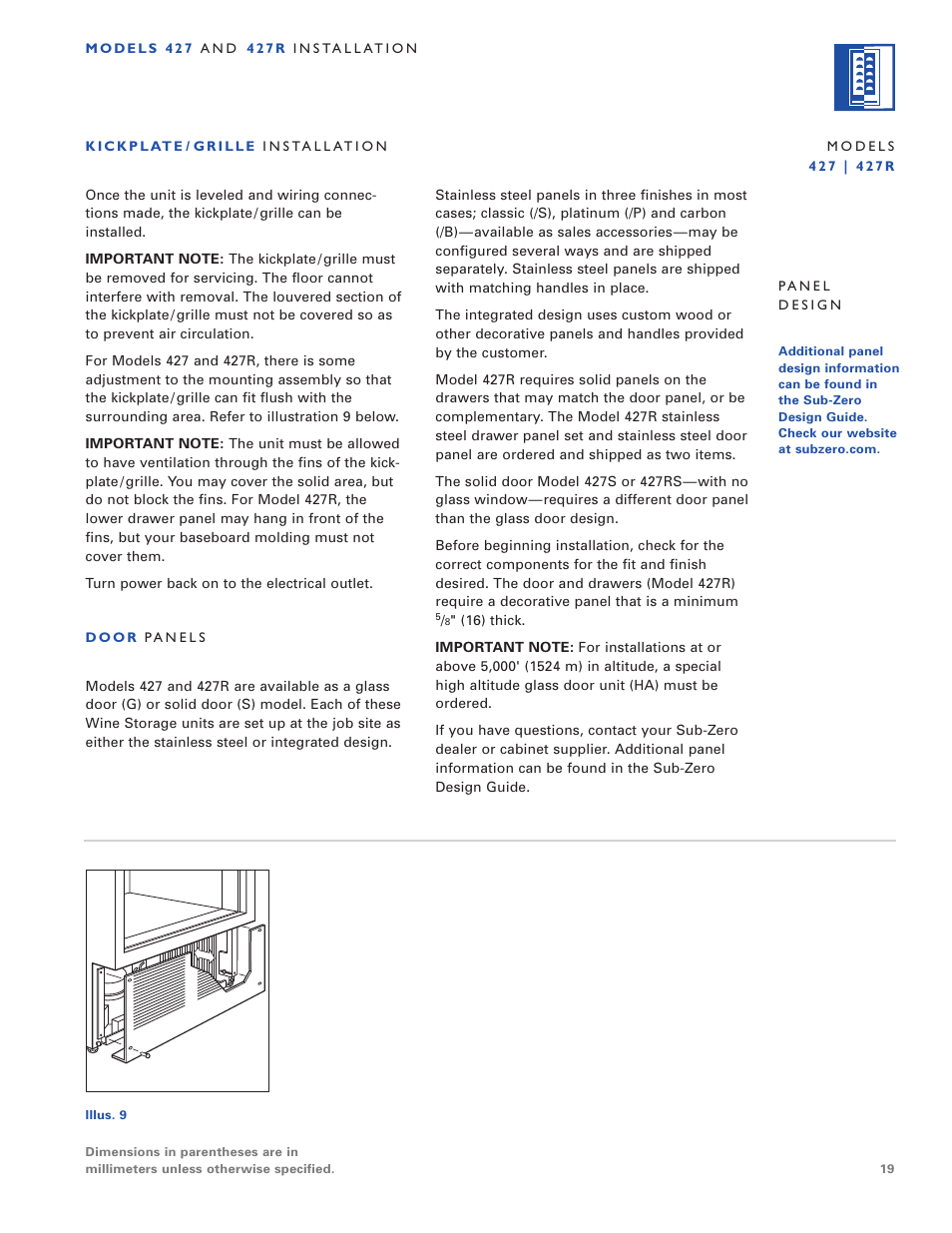 Sub-Zero 424/O User Manual | Page 19 / 36