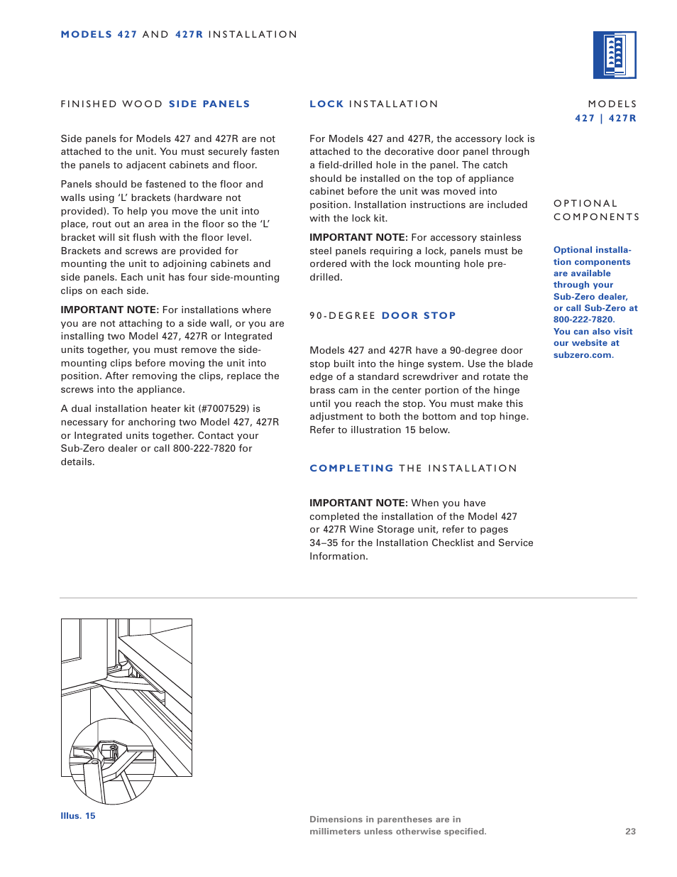Sub-Zero 424/O User Manual | Page 23 / 36