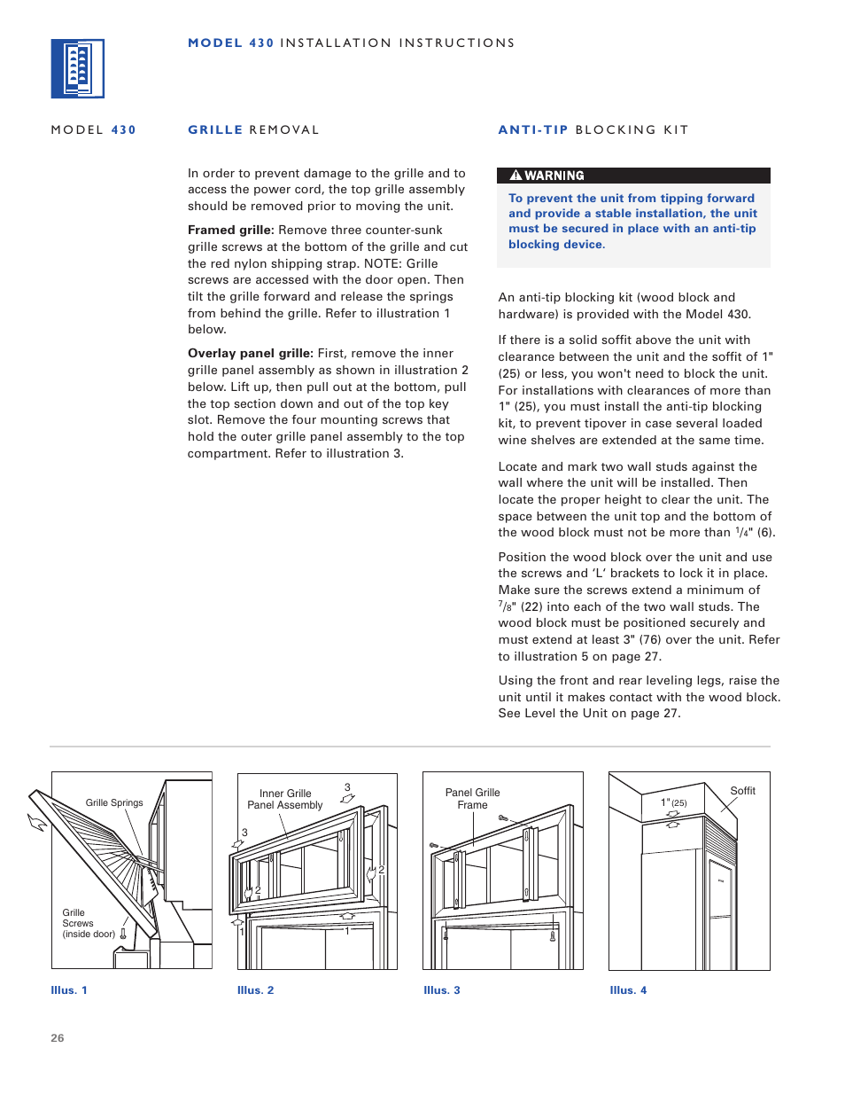 Sub-Zero 424/O User Manual | Page 26 / 36