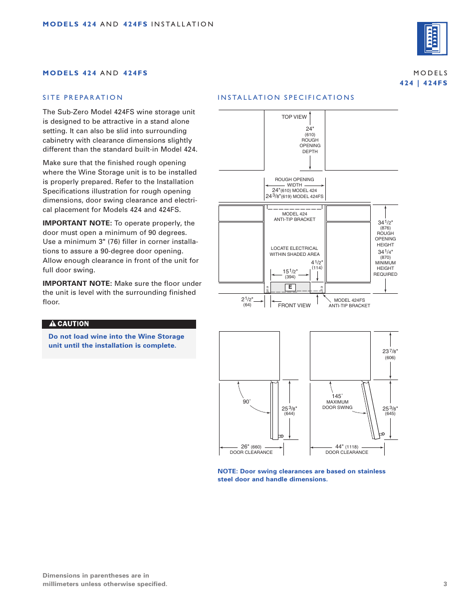 Sub-Zero 424/O User Manual | Page 3 / 36