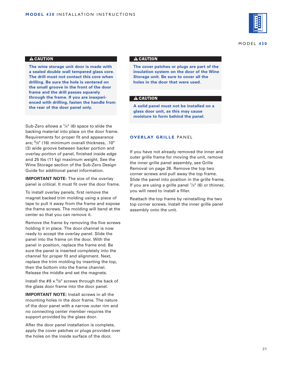 Sub-Zero 424/O User Manual | Page 31 / 36