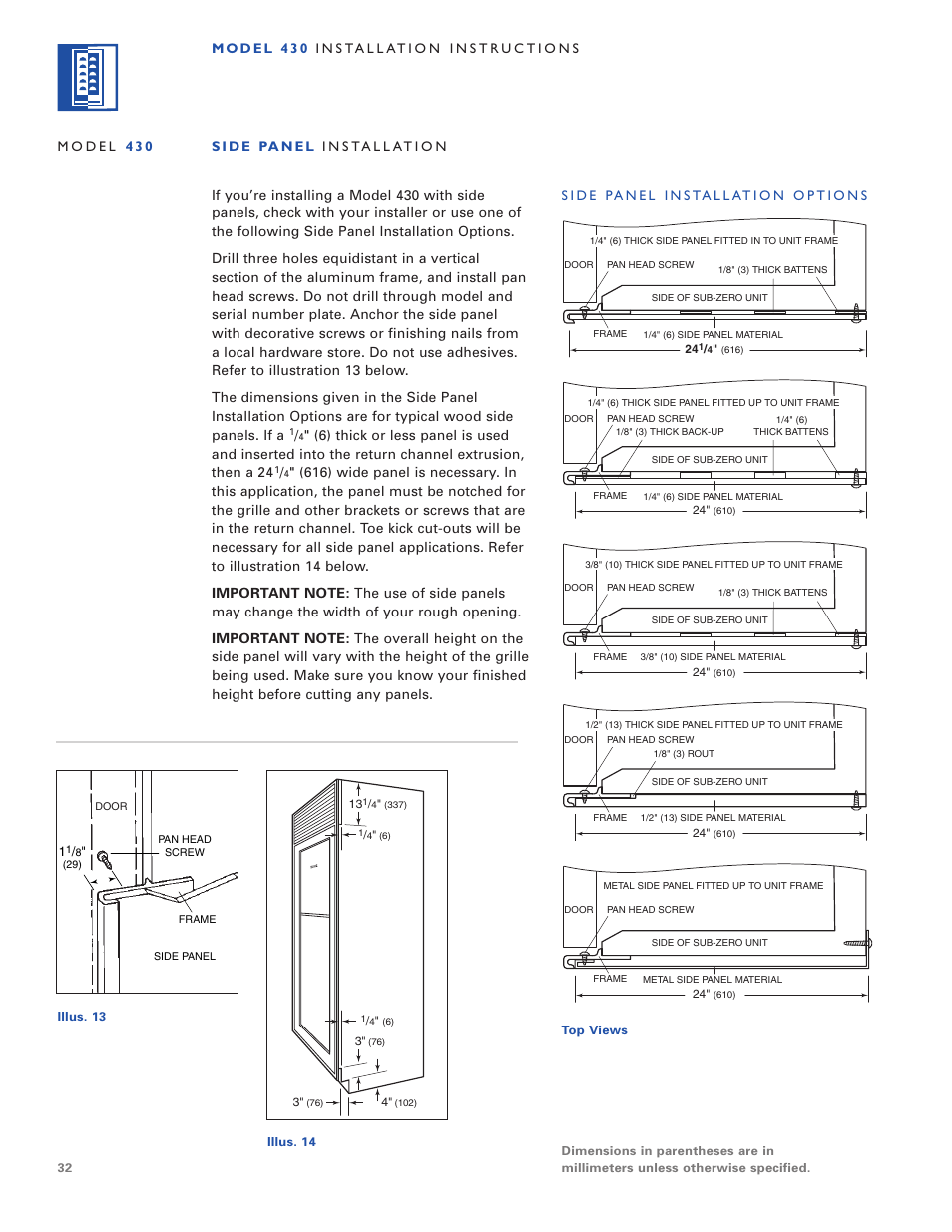 Sub-Zero 424/O User Manual | Page 32 / 36