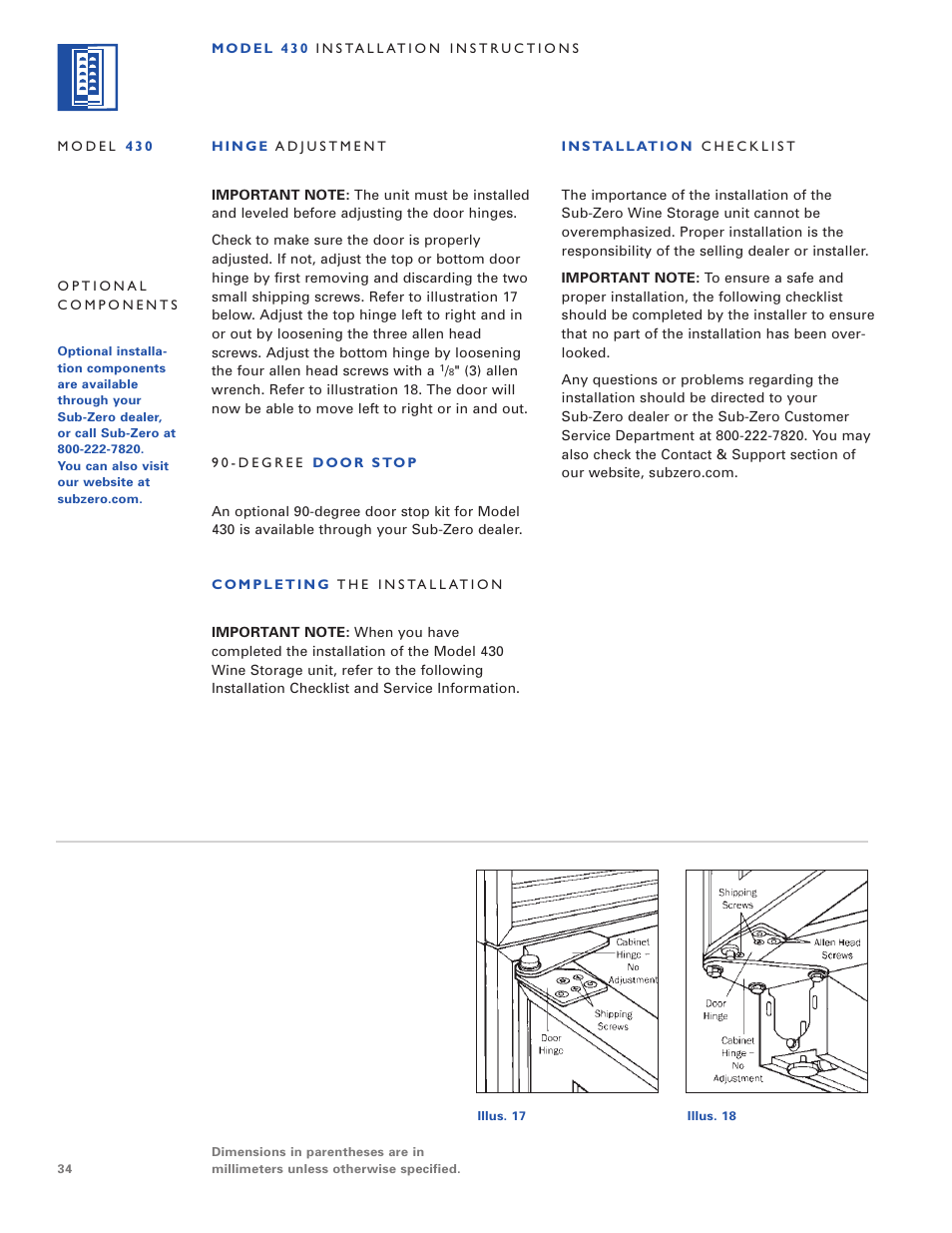 Sub-Zero 424/O User Manual | Page 34 / 36