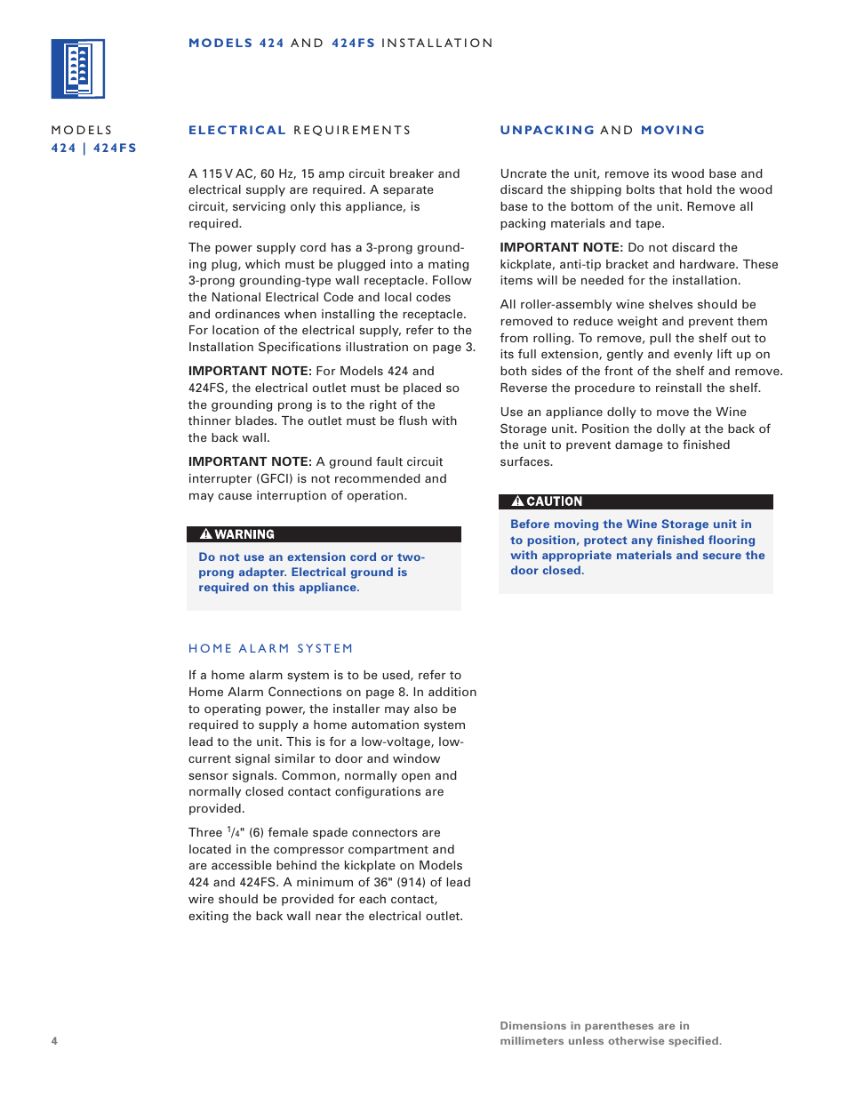 Sub-Zero 424/O User Manual | Page 4 / 36