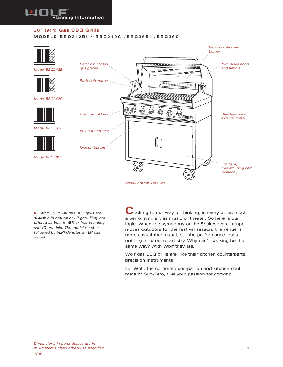 Sub-Zero Model BBQ242C User Manual | 5 pages