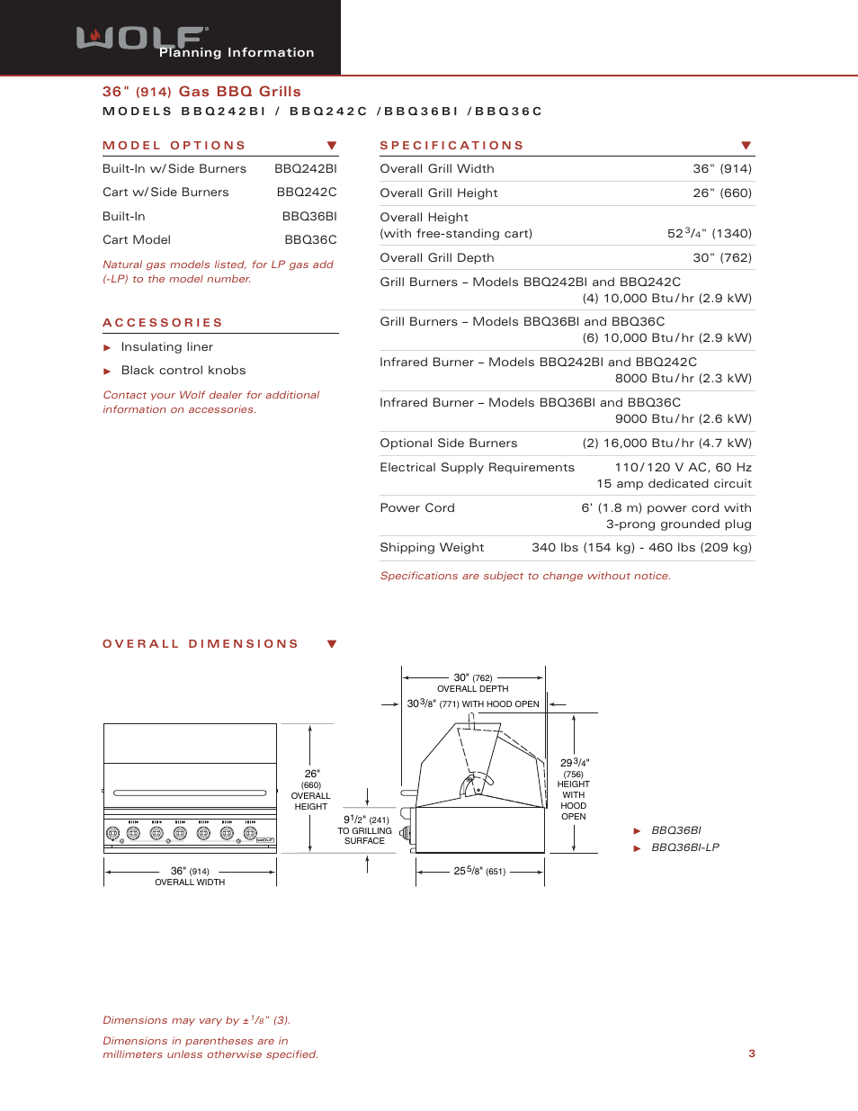 Gas bbq grills | Sub-Zero Model BBQ242C User Manual | Page 3 / 5