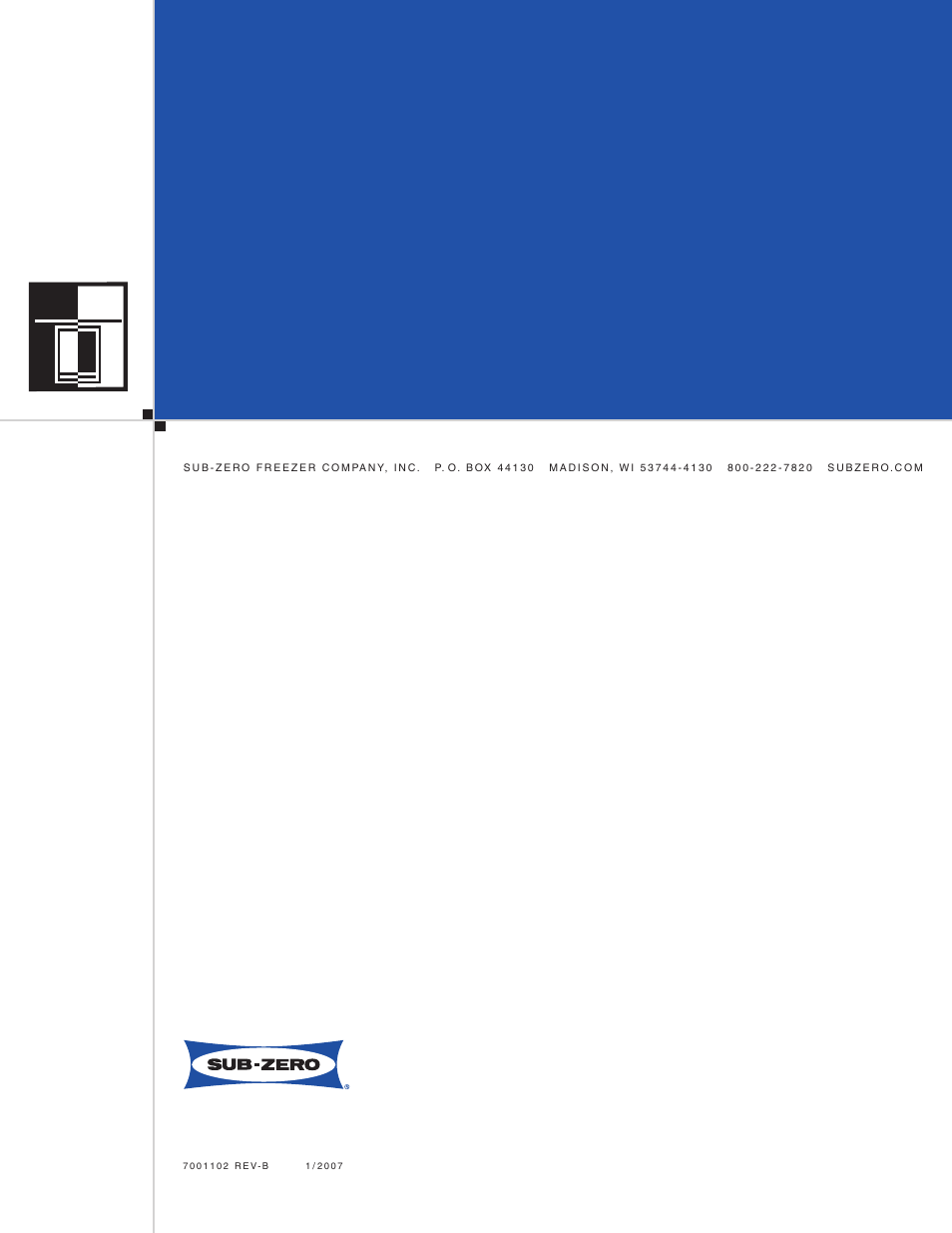 Sub-Zero Undercounter Refrigeration User Manual | Page 20 / 20