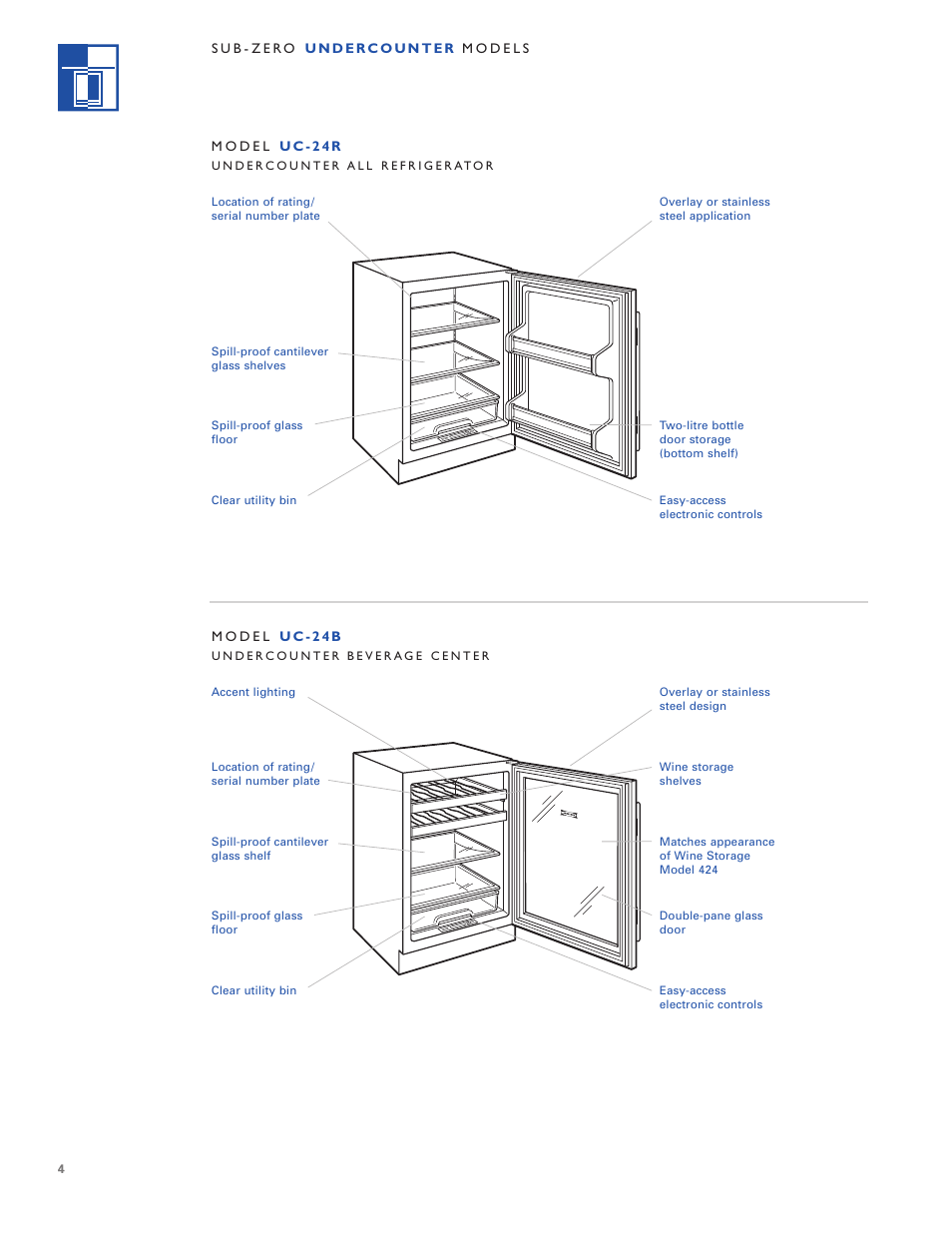 Sub-Zero Undercounter Refrigeration User Manual | Page 4 / 20