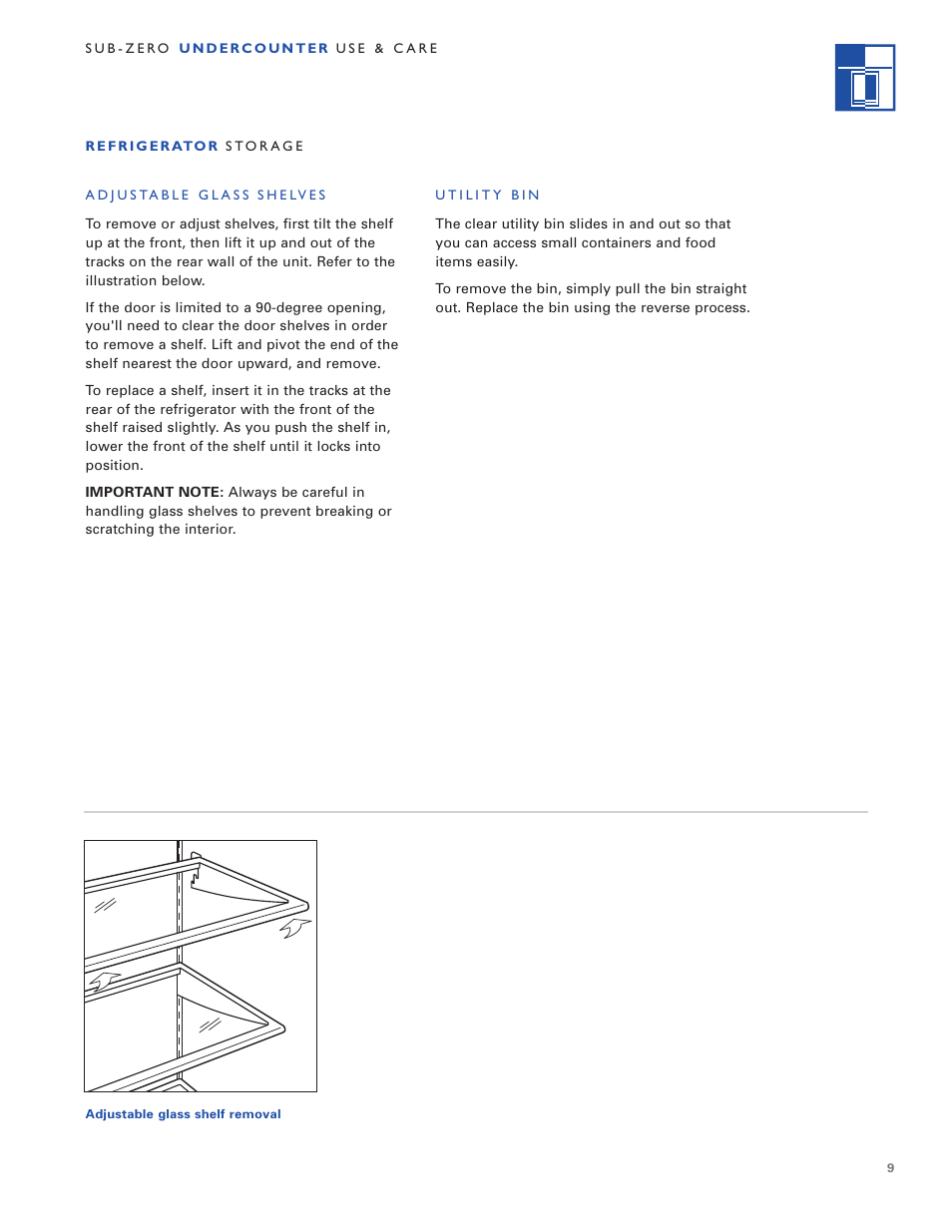 Sub-Zero Undercounter Refrigeration User Manual | Page 9 / 20