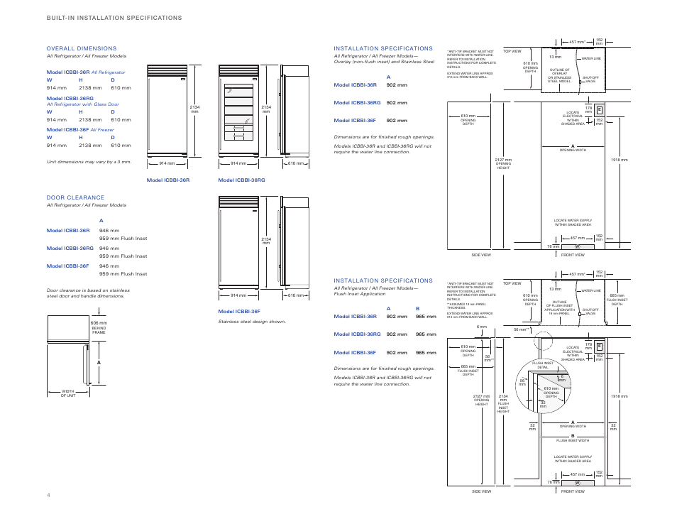 Sub-Zero ICBBI-36RG User Manual | Page 4 / 78