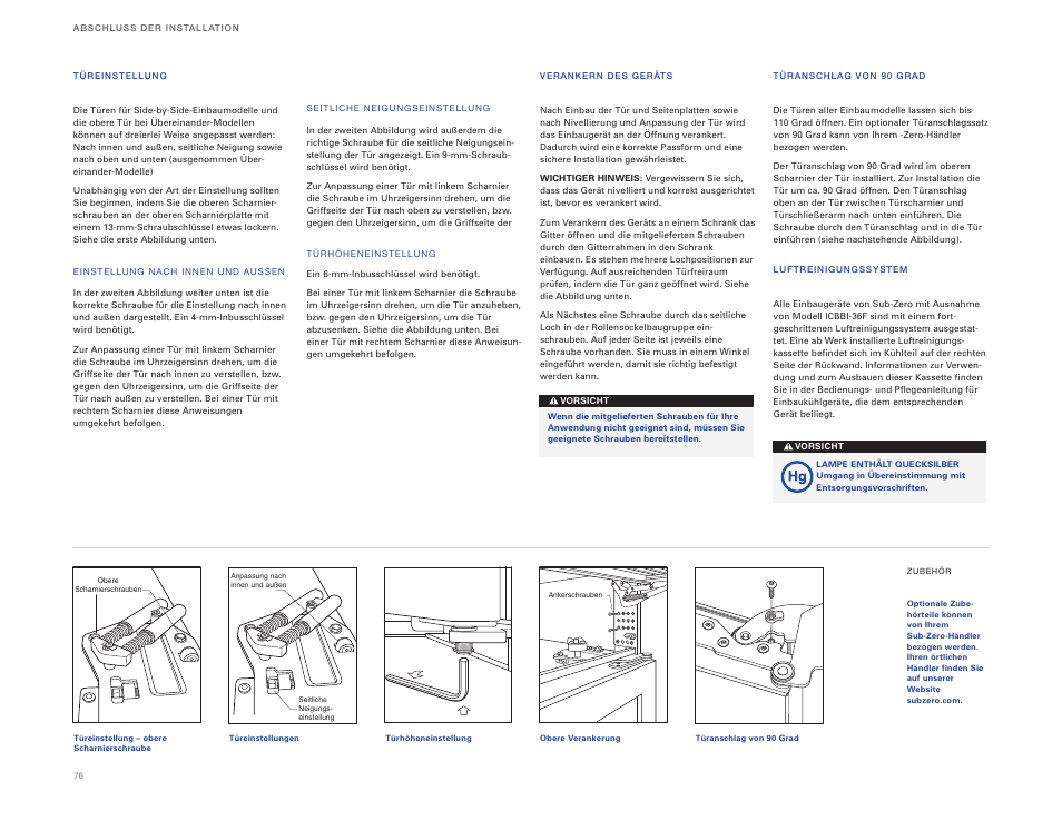 Sub-Zero ICBBI-36RG User Manual | Page 76 / 78