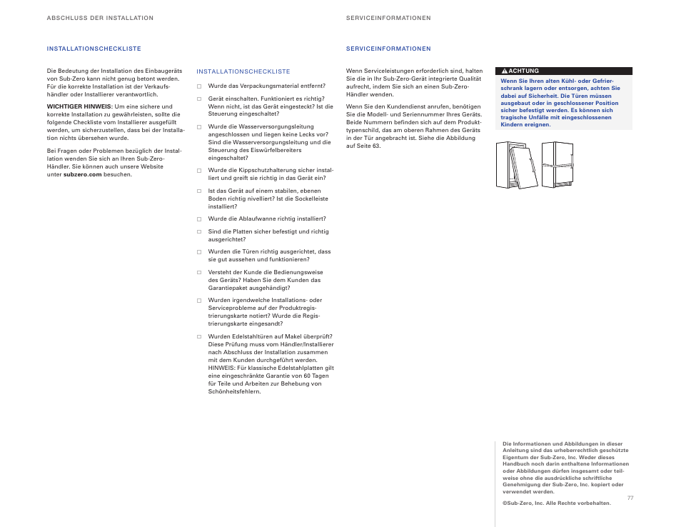 Sub-Zero ICBBI-36RG User Manual | Page 77 / 78