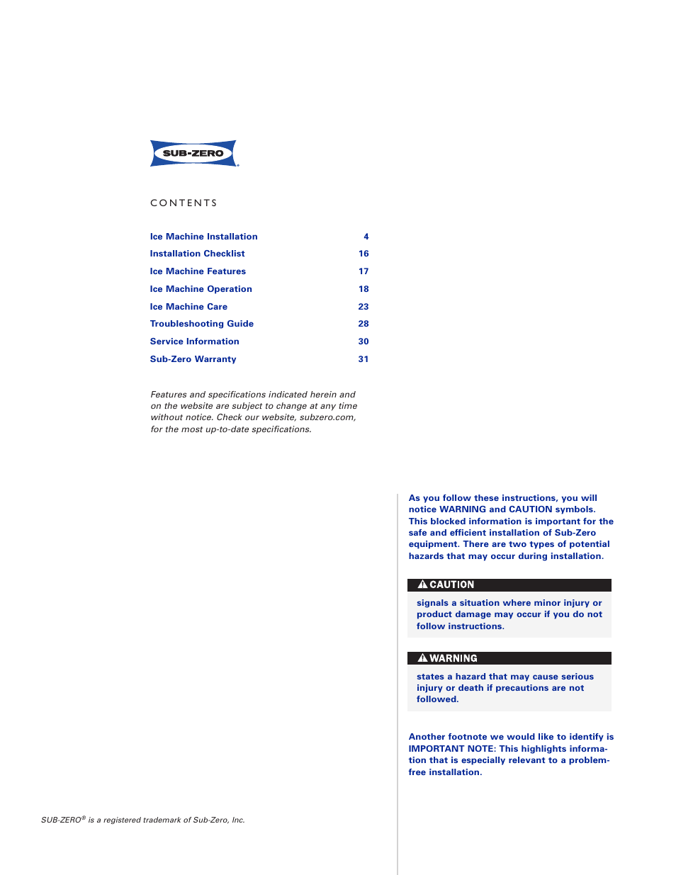 Sub-Zero UC-15IO User Manual | Page 2 / 32
